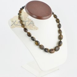 Amber necklaces polished green olive